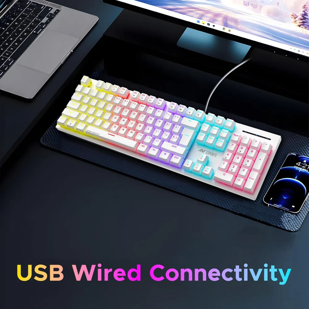Ant Esports USB Gaming Keyboard Mechanical MK3400 Pro V3 RGB White Red Switch view 4